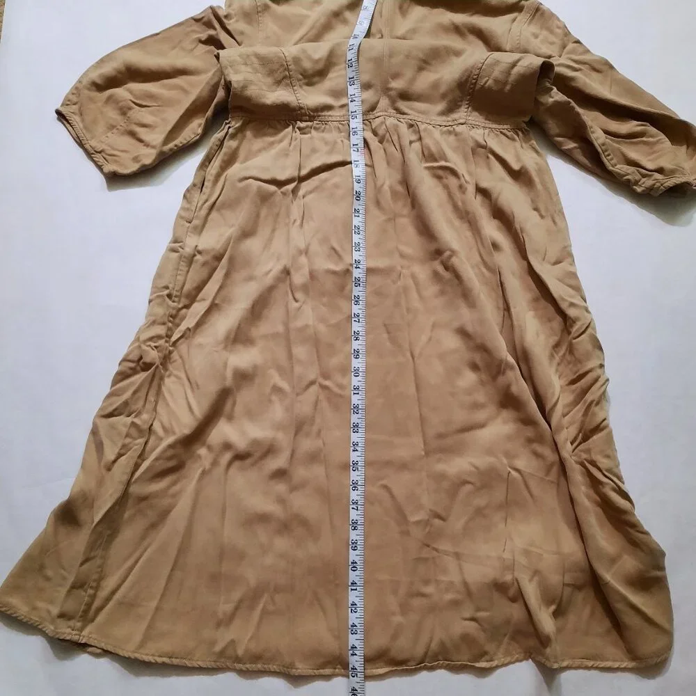 NWOT Everlane The TENCEL™ Puff-Sleeve Dress Tan (Cornstalk) - Size M - Picture 14 of 14